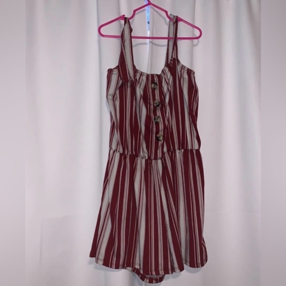 heart & arrow Other - Heart & Arrow girls size 10 maroon striped romper